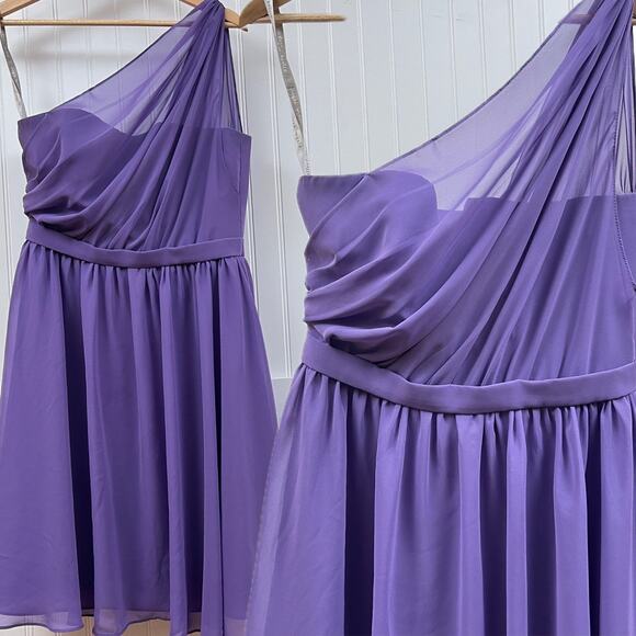 Alfred Angelo Purple One Shoulder Chiffon Bridesmaid Dress Prom Homecoming - Picture 1 of 9